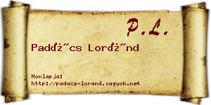 Padács Loránd névjegykártya